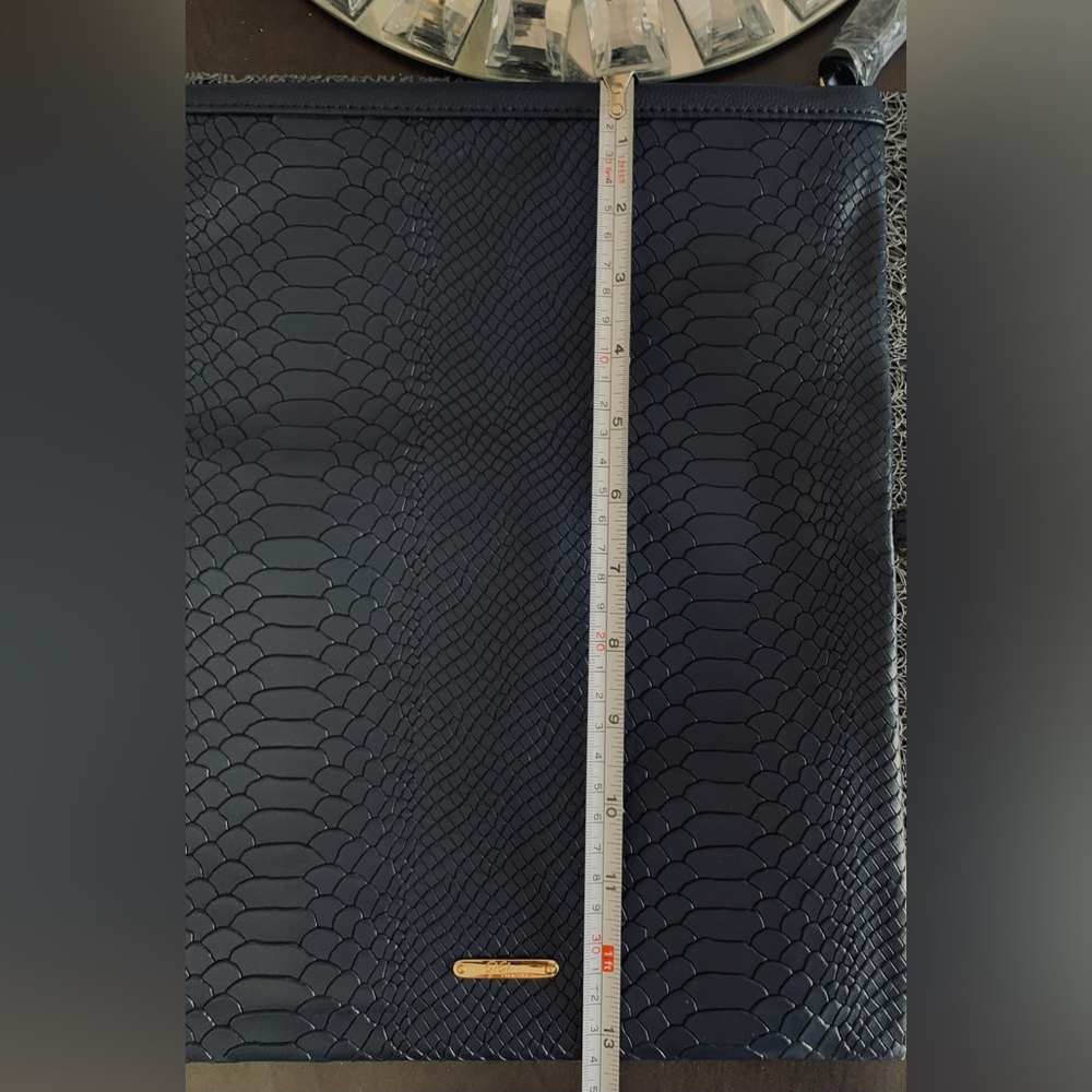 GIGI New York Navy Clutch•Detachable Strap•Tassel•Python Embossed Leather•NWT - Picture 12 of 12